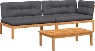 vidaXL Vidaxl - Set De Sof&aacute;s De Palets De Jard&iacute;n Y Cojines 3 Pzas Madera Acacia