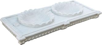 Biscottini International Biscottini - Fregadero De M&aacute;rmol Blanco De Cocina Lavabo De Encimera Fregadero De Piedra Lavabo De Interior Y Exterior Lavabo De Fuente