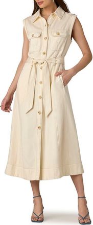 Wit & Wisdom Topstitch Sleeveless Midi Shirtdress in Ecru at Nordstrom, Size X-Small