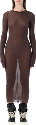 Rick Owens Brown Crew Neck Midi Dress