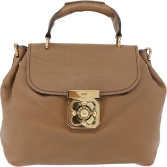 Chlo&eacute; Elsie Convertible Satchel Leather Brown Leather Handbag (Pre-Owned)