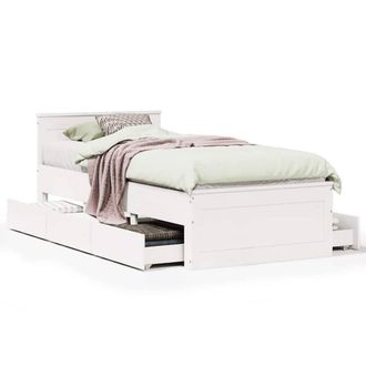 Berkfield Home Bed Frame Frame with Headboard White 75x190 cm Small Single Solid