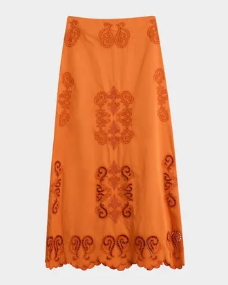 Figue Poppy Embroidered Maxi Skirt