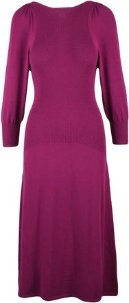 Twin-Set Long Knit Dress Puff Sleeve - Fuchsia