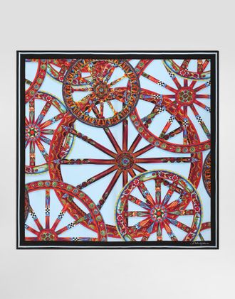 Dolce & Gabbana 70x70 Carretto-print Silk Twill Scarf - Man Scarves And Silks Multicolor Onesize