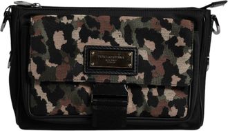 Dolce & Gabbana Mens Multicolor Leopard Jacquard Crossbody Bag