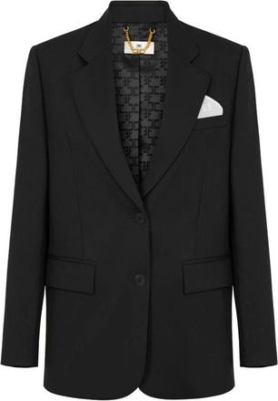 Elisabetta Franchi Dames, Jassen, Zwart, Maat: S Gabardine