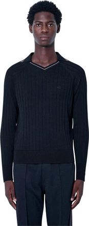Wales Bonner Roots Poloshirt - Heren - V-hals truien - Zwart - M - Truien & Vesten