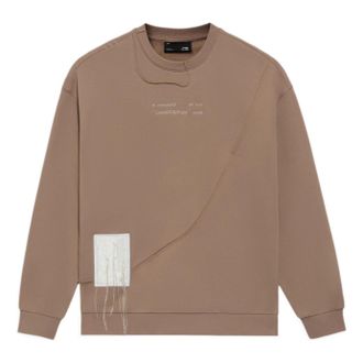 Li-Ning CF Sports Living Series Alphabet Embroidered Loose Round Neck Pullover Brown AWDS595-3