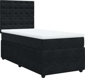 vidaXL Cama Box Spring Con Colch&oacute;n Terciopelo Negro 100x200 Cm Vidaxl