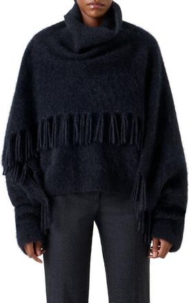 Akris Cloud Fringe Cashmere Sweater in Charcoal at Nordstrom
