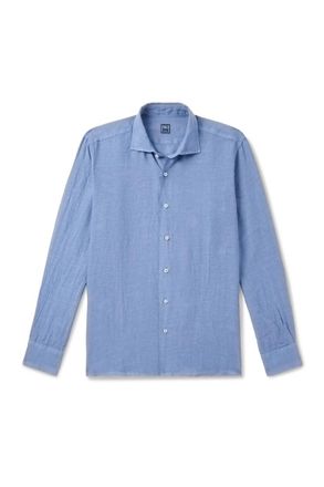 Fedeli Nick Slim-Fit Cutaway-Collar Linen Shirt