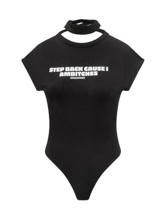 Dsquared2 Dsquared2 Black Bodysuit With Print And Neck Tie