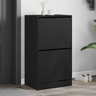 vidaXL Vidaxl - Mueble Zapatero Con 2 Cajones Abatibles Negro 60x42x108 Cm