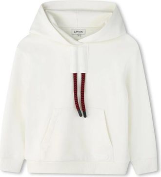 Lanvin Kids Sweatshirts, male, White, 4 Y, White Hoodie with Logo and Chevron