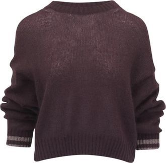Brunello Cucinelli metallic-trimmed cashmere sweater - women - Nylon/Wool/Mohair - L - Brown