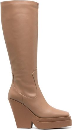Giaborghini x Pernille Texan 110mm knee-high boots - women - Calf Leather/Rubber/Calf Leather - 38.5 - Neutrals