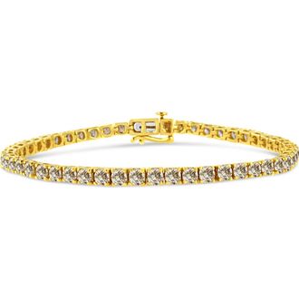 House of Brilliance 14K Yellow Gold Plated Silver 8.0 Cttw Diamond Classic Link Tennis Bracelet at Nordstrom