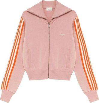 Autry Roze Geborduurde Trui met Rits - Dames - Vesten met rits - Roze - XS - Hoodies & sweatvesten