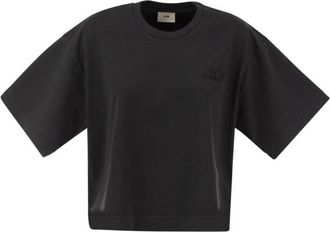 Autry Logo Geborduurd Oversized T-Shirt - Dames - T-shirts - Zwart - S - Tops