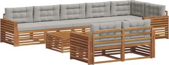 vidaXL Conjunto De Sof&aacute;s De Exterior 9 Uds. Gris Natural Y Claro Vidaxl