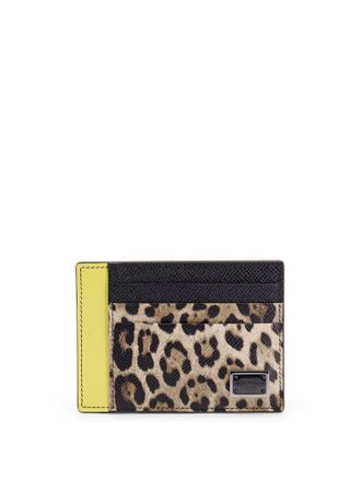 Dolce & Gabbana Saffiano Leather Card Holder With Animalier Insert-Uomo