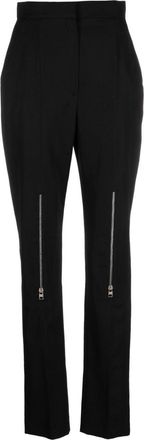 Alexander McQueen zip-embellished wool trousers - women - Wool - 40 - Black