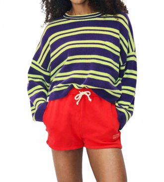 American Vintage Raxow Crew Sweater In Violet Yellow Stripe