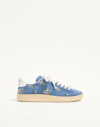 Valentino Garavani Sneaker Royco In Denim Con Ricamo Floreale Donna DENIM 36.5