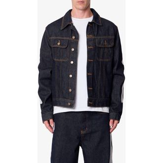 mnml Raw Skeletion Denim Trucker Jacket in Rinsed Indigo at Nordstrom, Size Xx-Large