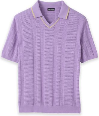 Paul Fredrick Cotton Crochet V-neck Polo