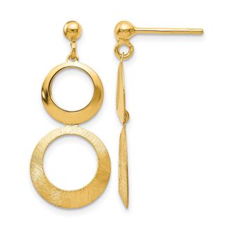 Diamond2Deal 14K Yellow Gold Circle Shape Drop Dangle Earrings