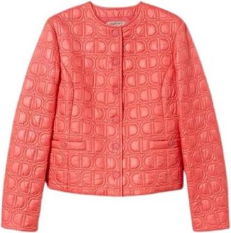 Twinset Gewatteerd jack met Oval T-patroon - Dames - Zomerjassen - Rood - XL - Polyester - Jassen
