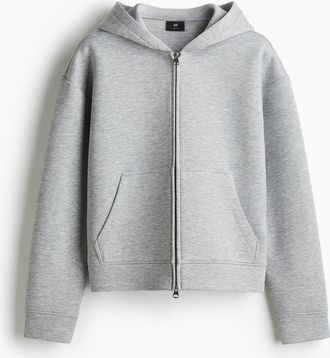 H&M Scuba-Hoodiejacke mit Zipper in Loose Fit - Grau