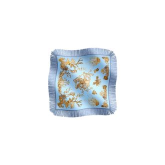 La DoubleJ Reversible Fringe Foulard 90 - female - La DoubleJ - Silk Scarves - Blue - ONE SIZE - Accessories