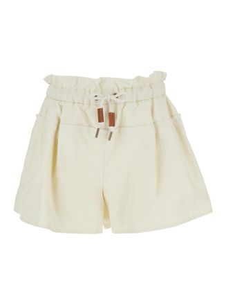Moncler White Solid Shorts