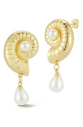 Glaze Jewelry Faux Pearl Shell Drop Earrings in Gold at Nordstrom Rack