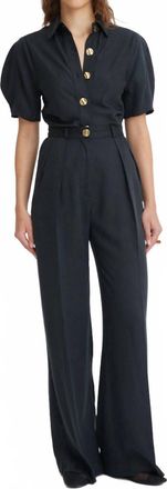 Matthew Bruch Button Pleated Trouser In Black Tencel