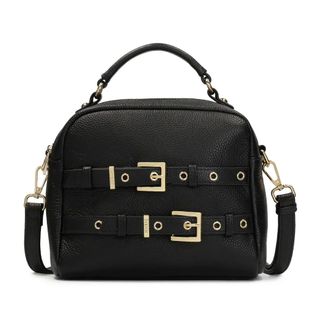 Kazar Tassen, Dames, Zwart, ONE Size, Leer, Handtas met handvat en band versierd met gespen