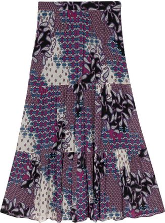 BA&SH Brooke tiered midi skirt - women - Viscose/Viscose/Silk - 36 - Purple