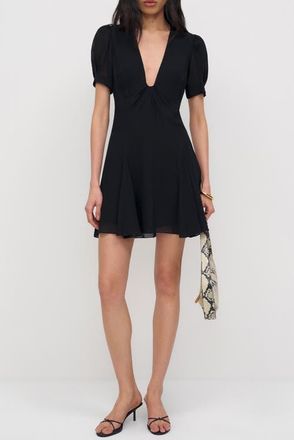 Reformation Akaia Puff Shoulder Minidress in Black at Nordstrom, Size 12