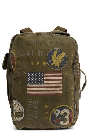 Ralph Lauren Canvas Graphic Backpack in Olive Drab/Multi at Nordstrom