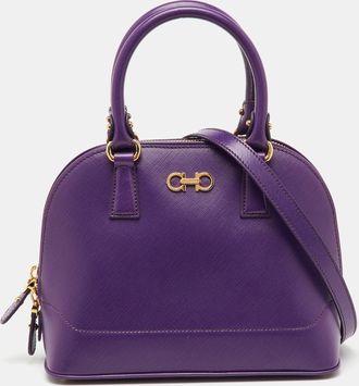 Ferragamo Purple Saffiano Leather Darina Satchel