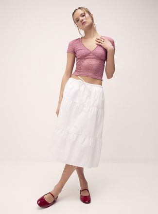 Twik Womens Tiered poplin midi skirt