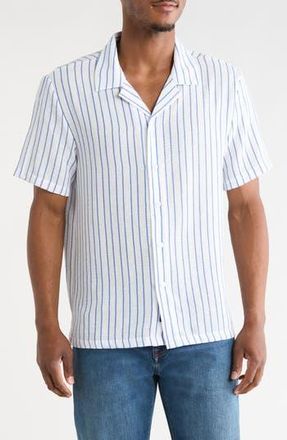 Frye Yarn Dyed Stripe Camp Shirt in White/Blue at Nordstrom Rack, Size X-Large