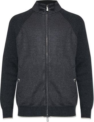 Eleventy Wool Cardigan With Stand-up Collar