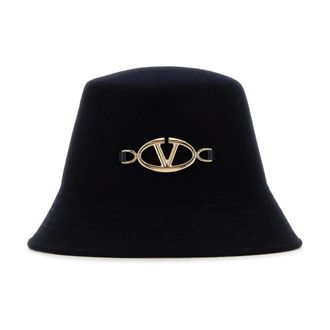 Valentino Garavani Hats, female, Blue, Size: 56 CM VLogo Plaque Bucket Hat