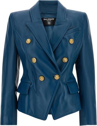 Balmain Blue Peaked Lapel Blazer