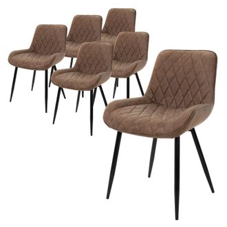 ML Design Ml-design - Set 6x Sillas De Comedor Marr&oacute;n Moderno 81 Cm Asiento Tapizado De Imitaci&oacute;n Cuero Transpirable Y Suave Con Patas De Metal Sill&oacute;n Con Respa