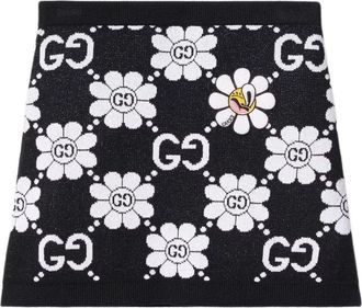Gucci (WMNS) Gucci GG Flower Cotton Jacquard Skirt Black White 782225-XKDZ2-1080